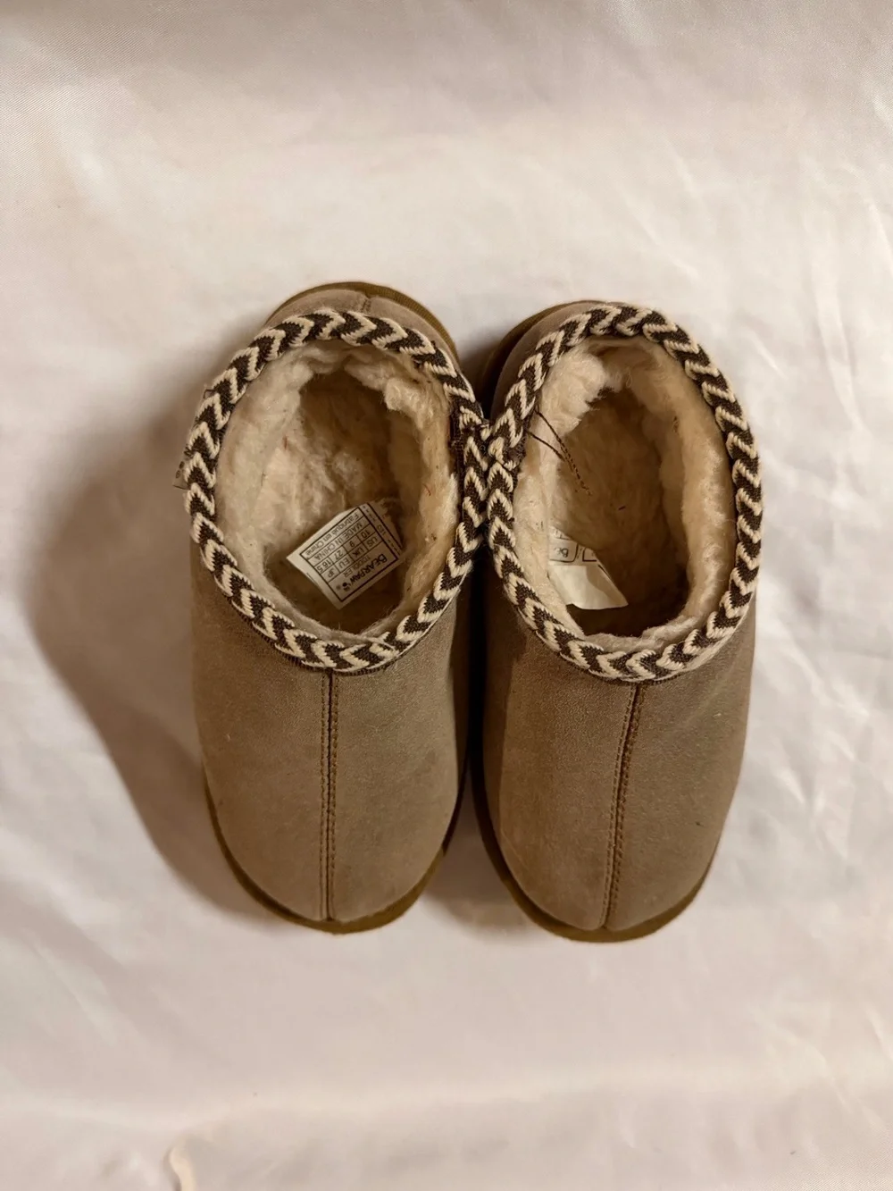 BearPaw Kids Brown Plush-Lined Slip-On Slippers